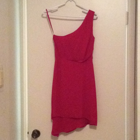 Red draped Soft one Shoulder Dress - Picture 1 of 6